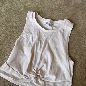 Zara White Sleeveless Crop Tank